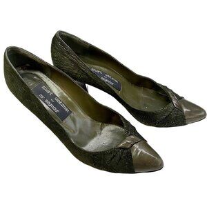 STUART WEITZMAN Heels Size 7 Green Felt Mr Seymour Kitten Career Office s-20